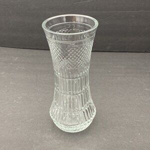 Covetro Italy Vase‎ Italian Clear Pressed Glass Ribbed Diamond 9¾” tall